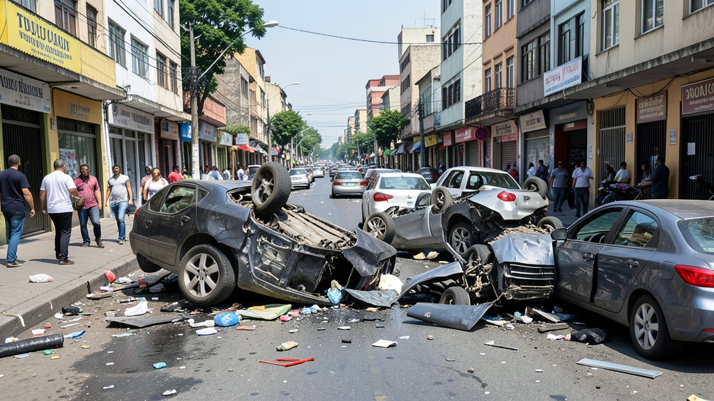 Persecución y robo de vehículos terminan con carros volcados en Tunjuelito