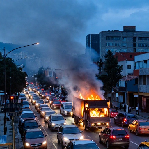 Incendio de camión en calle 13 de Fontibón genera caos vial y humo denso
