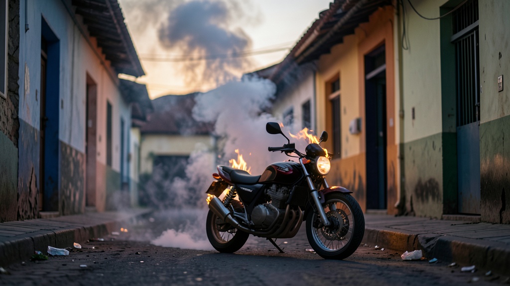 Comunidad de Engativá incineró motocicleta de ladrones capturados por la policía