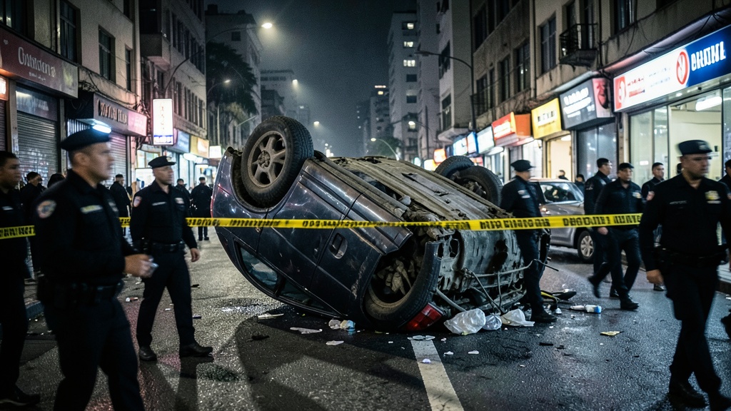 Persecución y robo de vehículo en Bogotá: conductor amordazado y carro volcado