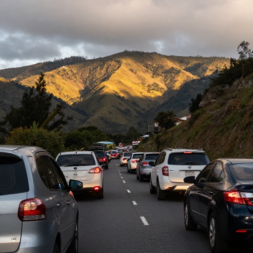 Fuerte congestionamiento en autopista Medellín-Bogotá a la altura de La Báscula