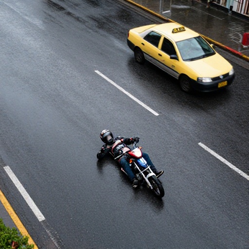 Accidente grave en Rafael Uribe Uribe: motociclista quedó tendido y taxi huyó del lugar