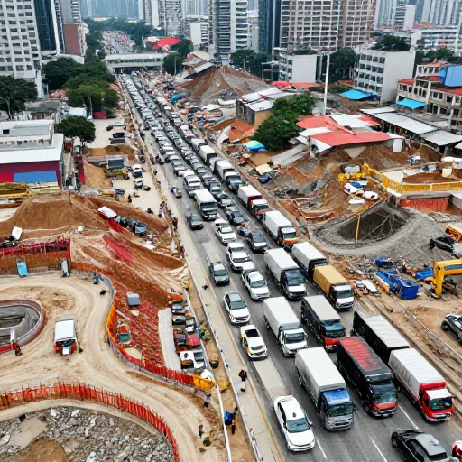Caos vial en Los Mártires: Camiones quedan atrapados en hueco gigante por obras del Metro