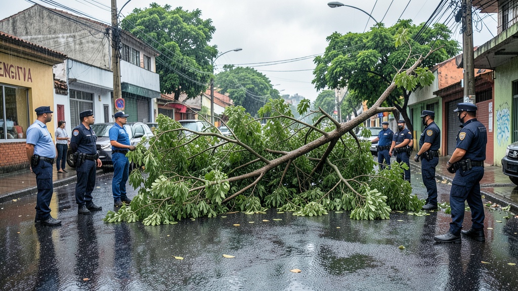 Árbol cayó sobre carro en Engativá por granizada; conductor se salvó