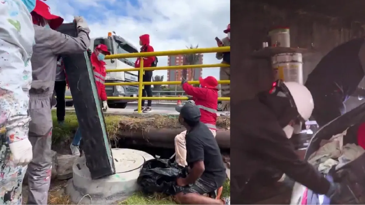 Bajo un puente del norte de Bogotá: 6 toneladas de basura y un 'apartamento' ilegal fueron retirados